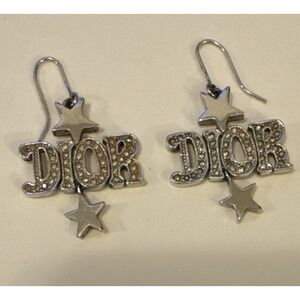 Vintage Christian Dior Earrings Stars Silver